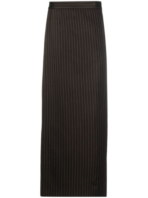 Pinstripe layered wool-blend trousers - Brown