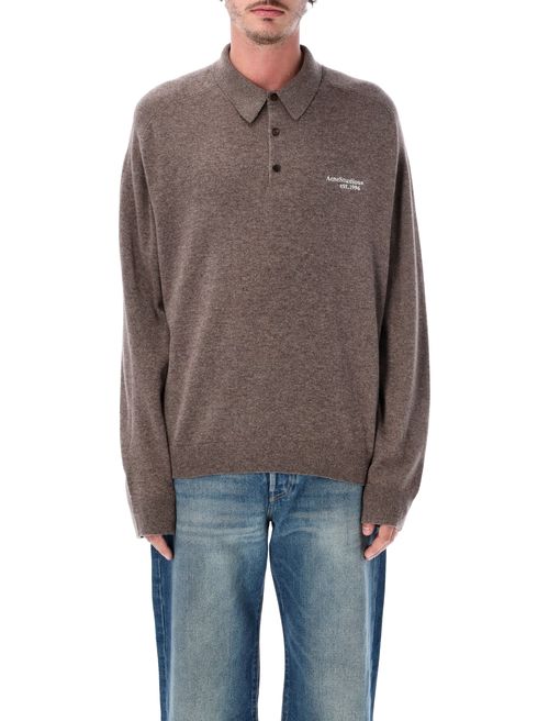 Yak & Wool Blend Polo Sweater with Seasonal Embroidered Logo