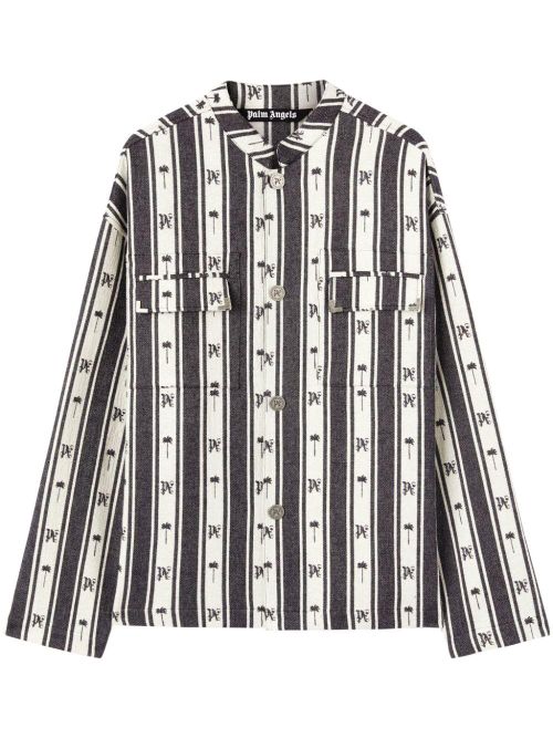 Metal Frame Striped Overshirt for Men