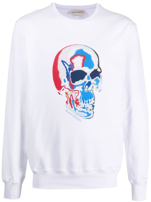 Skull-print cotton sweatshirt - White