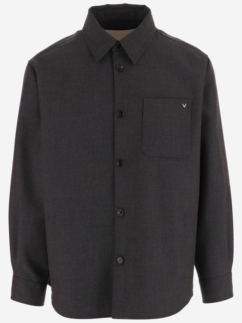 Wool-Blend Nylon Jacket — Gray
