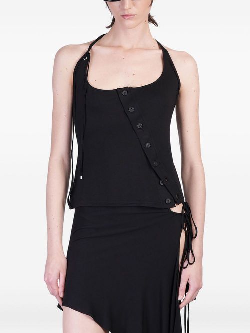 Button-detail asymmetrical top - Black