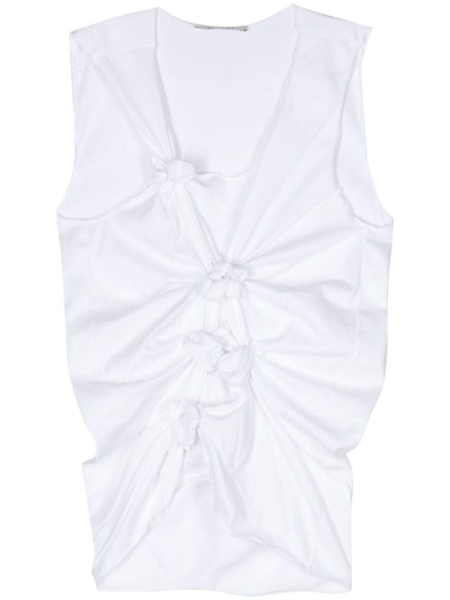 Gathered-detail cotton tank top - White