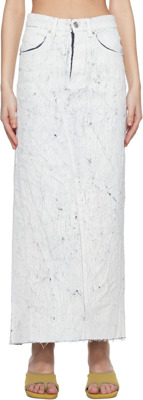 MM6 Maison Margiela 여성 화이트 데님 맥시 스커트 251188F093009