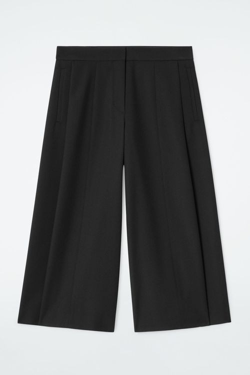 CROPPED WOOL-BLEND WIDE-LEG PANTS