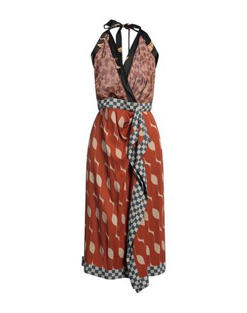 Dries Van Noten Woman Midi dress Brown Size 6 Silk, Viscose, Elastane