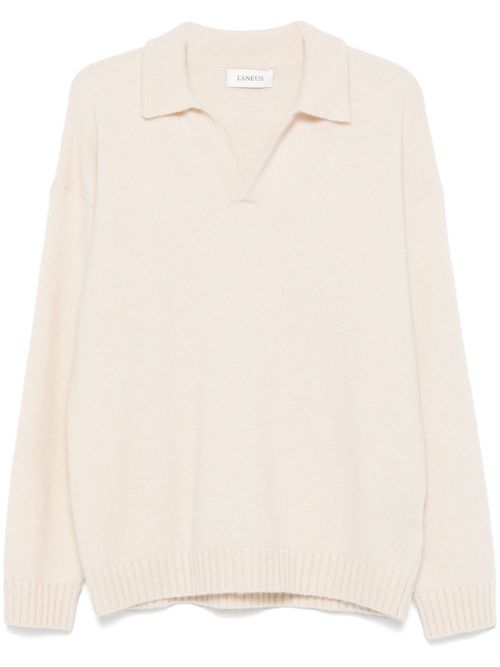 Brushed-finish polo sweater - White
