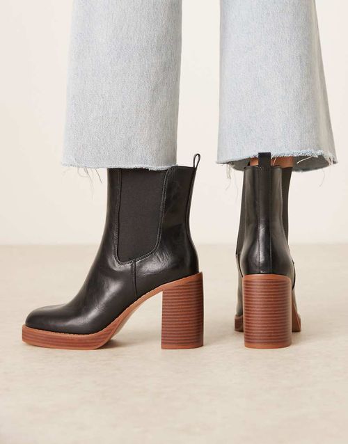 Evelyn platform heeled ankle boots in black
