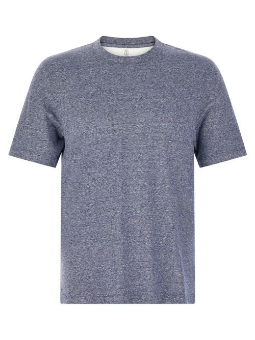 Linen-Cotton Blend T-Shirt — Blue