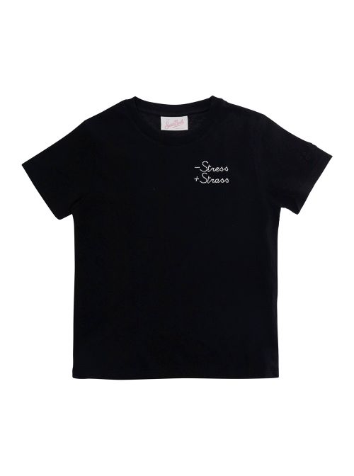 Rhinestone-Embellished T-Shirt — Black