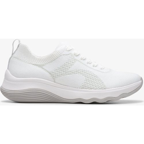 Clarks Womens Circuit Tie White Knit Shoe