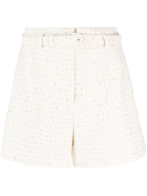 Belted tailored bouclé shorts - Neutrals