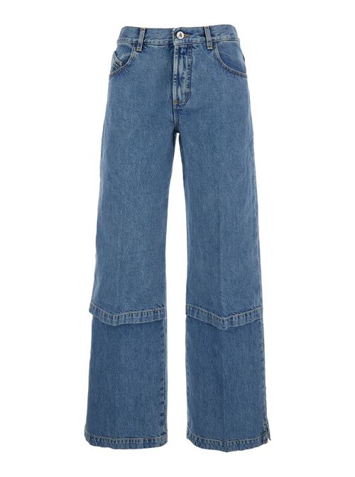 Blue Jeans With Logo Detail On The Pocket And Logo Patch On The Rear In Denim Woman