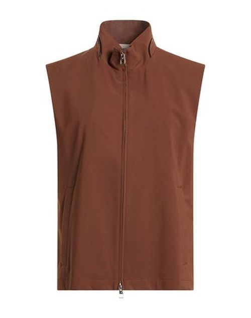 Man Vest Brown Size 38 Polyester, Elastane