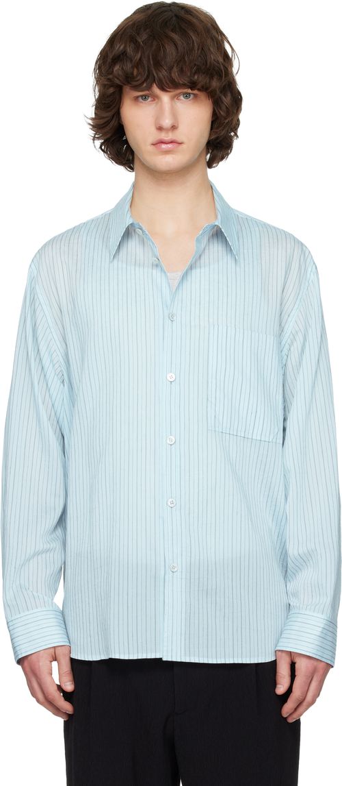 Blue Lyocell Nylon Stripe Shirt