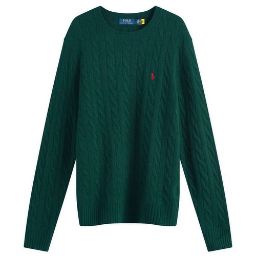Men's Wool Cashmere Cable Knit Jumper in Moss Agate