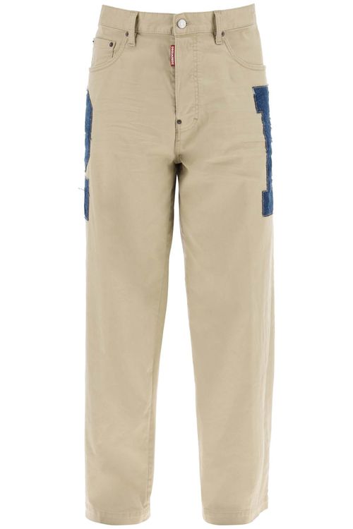 -Pantaloni Eros Con Maxi Patch In Denim-Uomo