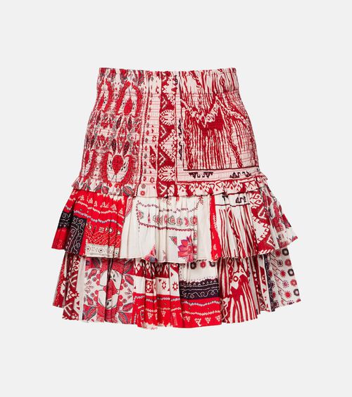 Naomi shirred printed cotton miniskirt