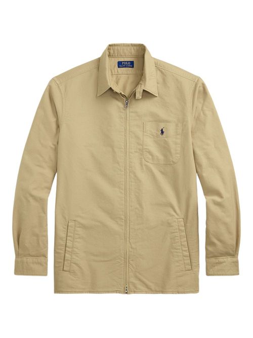 Oxford zip-up shirt jacket - Neutrals