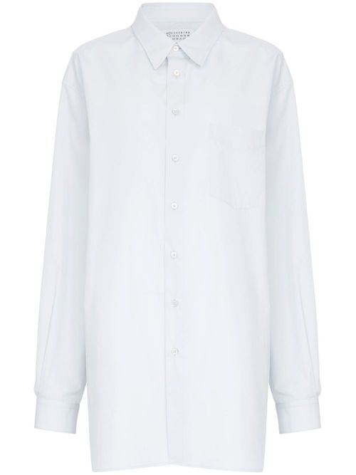 Long-length cotton shirt - White