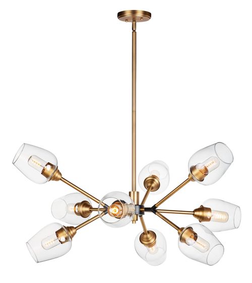 Savvy 18.5" 9-Light Chandelier in Antique Brass/Black
