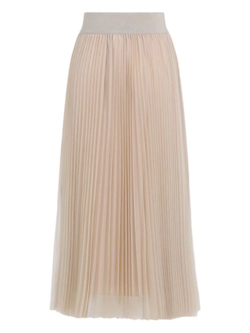 Pleated Midi Skirt — beige