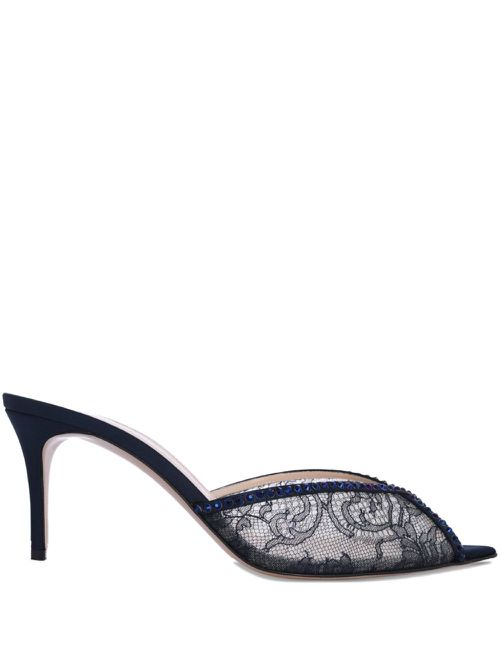 75mm Katy lace-embellished mules - Blue