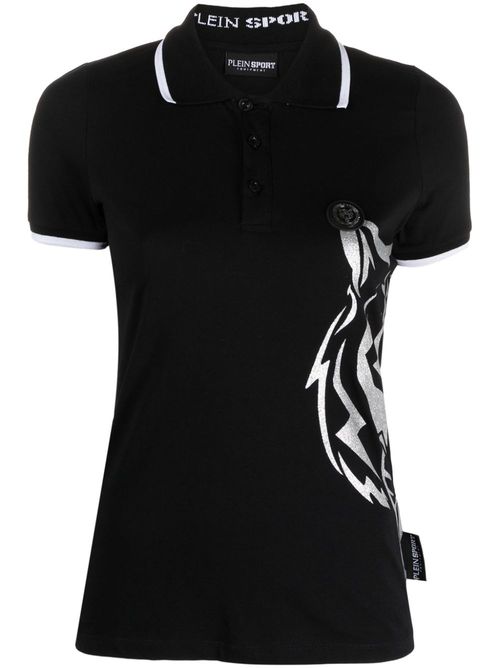 Logo-print cotton polo shirt - Black