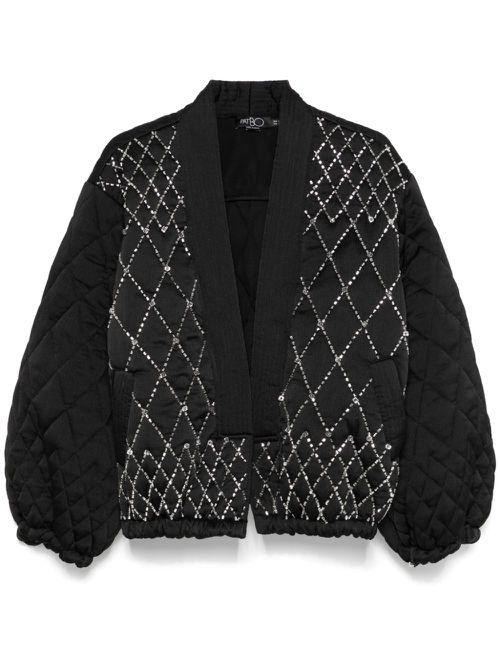 Hand-beaded quilted jacket - Black