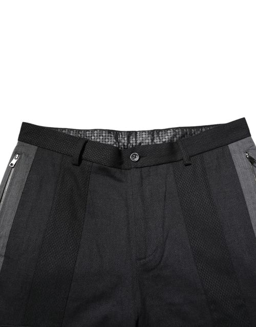 Tailored Wool-Silk Blend Trousers — Black