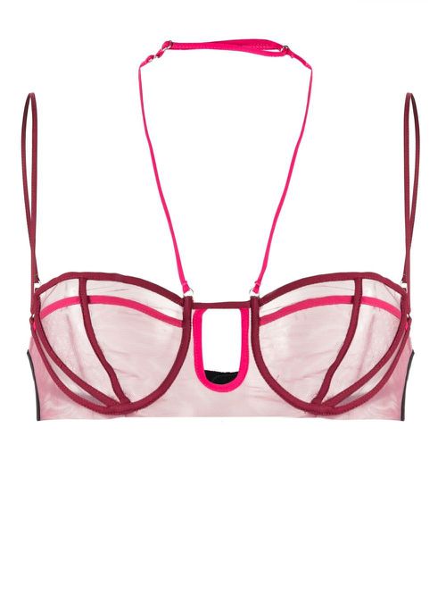 Panelled half-cup bra - Pink