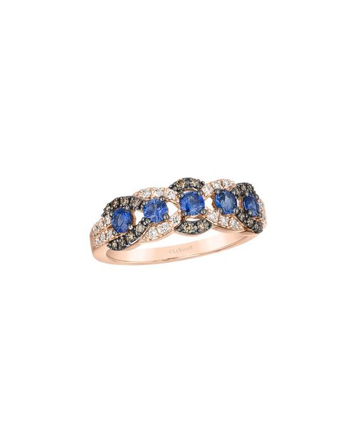 Le Vian Blueberry Sapphire 14K Rose Gold 0.87 ct. tw. Diamond & Sapphire Half-Eternity Stackable Ring