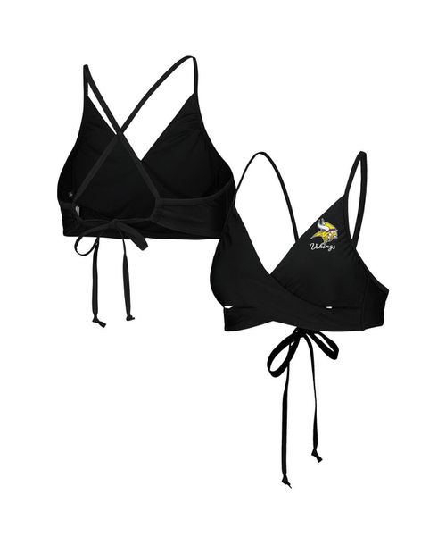 Women's Black Minnesota Vikings Hall of Fame Bikini Top - Black