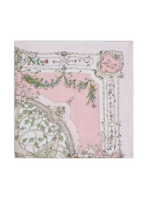 Illustration-print organic cotton blanket - Pink
