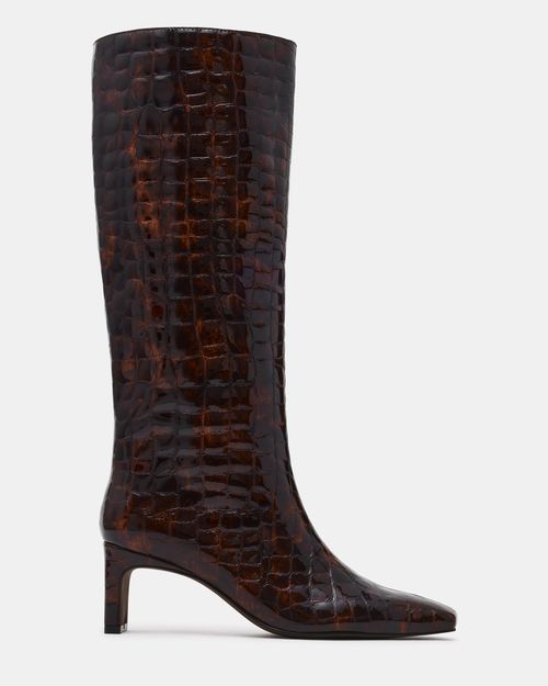 Steve Madden Women's Jendi Knee High Boots - Tortoise Crocodile - - Leather