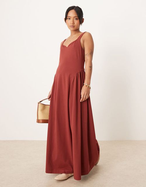 ASOS Petite | ASOS DESIGN Petite sweetheart neckline midi dress in  rust-Orange | Realry