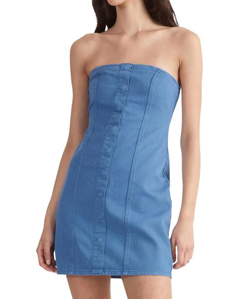 Monica Denim Mini Dress In Dazzling Blue