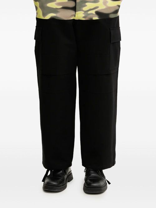 Camouflage-panel wide-leg trousers - Black