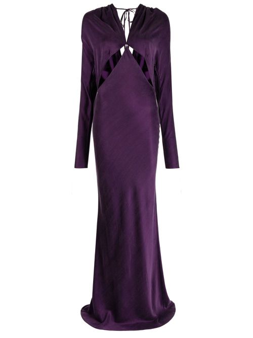 Aleksandre Akhalkatsishvili cut out-detail satin maxi dress - Paars