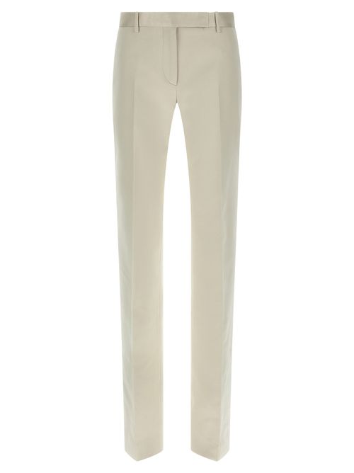 Silk-Cotton Blend Trousers — Beige