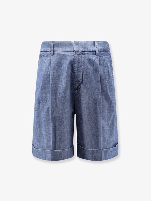 Cotton Denim Denim Shorts — Blue