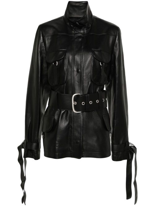 Co Cargo belted leather jacket - Black