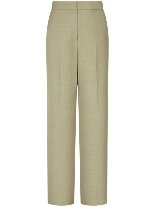 Pintuck-detail wide-leg trousers - Green