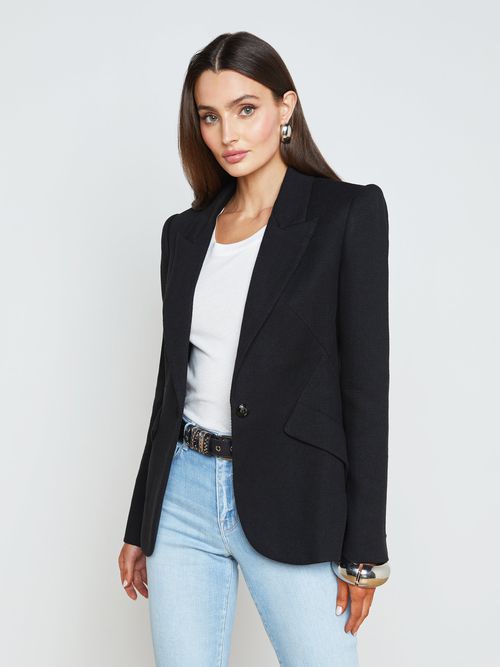 Chamberlain Linen-Blend Blazer In Black