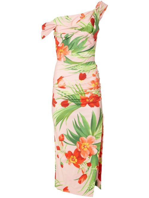 Floral-print ruched dress - SHELL PINK MULT