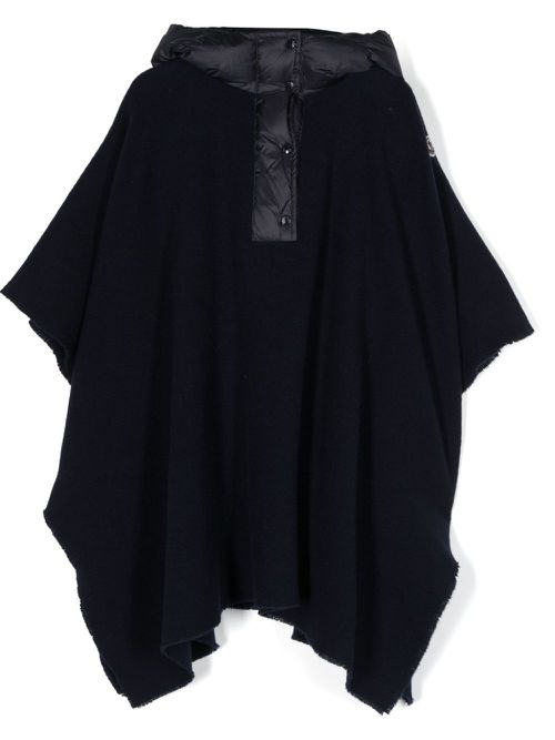 Logo-patch fleece hooded cape - Blue