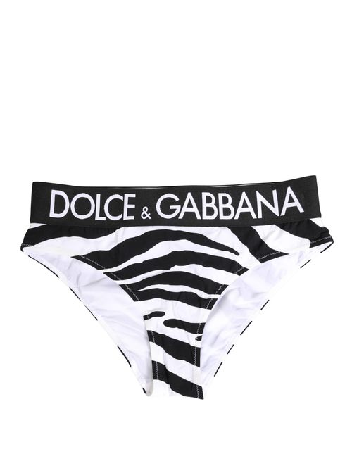 Zebra-Print Nylon Brief — Black