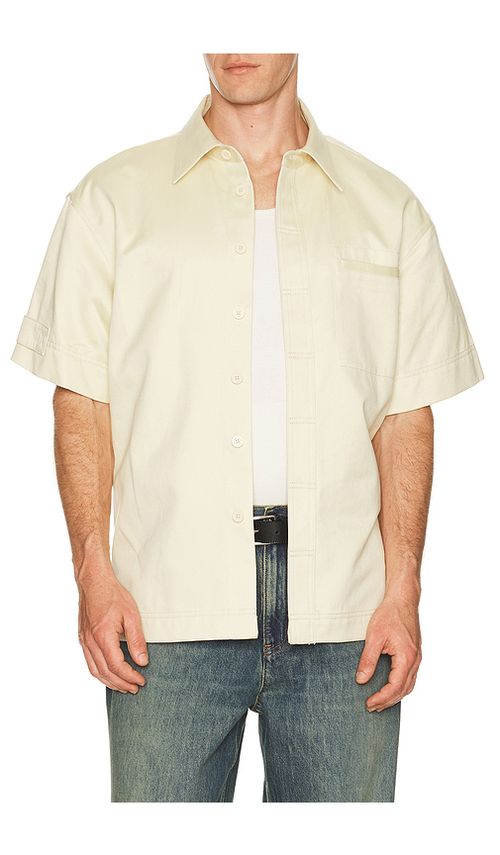 Helmut Lang Short Sleeve Loop Tape Shirt in Cream. - S also in M, L, XL/1X