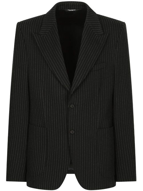 Pinstriped single-breasted blazer - Black