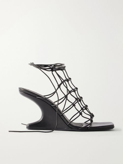Cantilever 80 Leather Wedge Sandals - Black